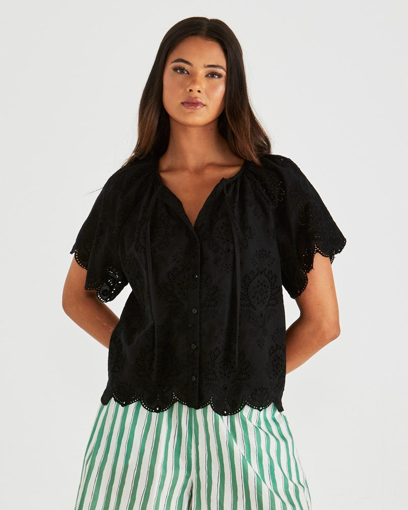 Image of Blouses. Product name - Ani Blouse Black in Black colour by brand - Sass Clothing