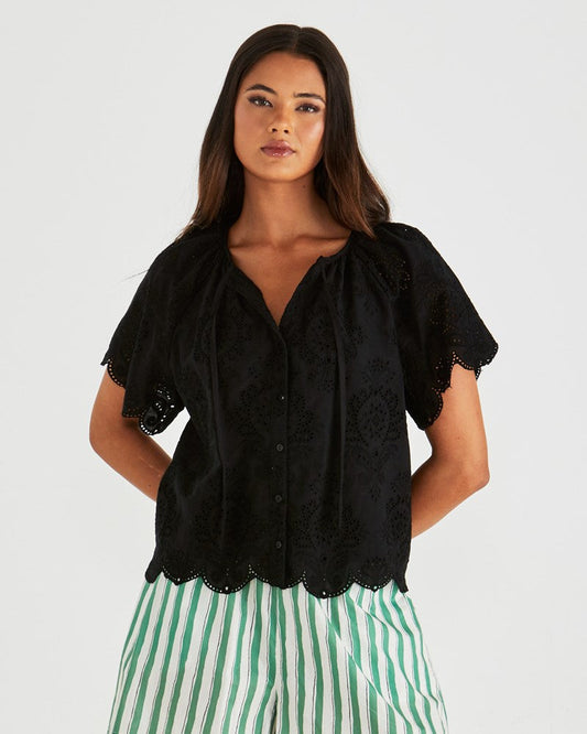 Image of Blouses. Product name - Ani Blouse Black in Black colour by brand - Sass Clothing