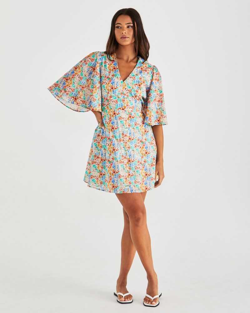 Image of Dresses. Product name - Panna Kimono Sleeve Dress Blossom in Blossom colour by brand - Sass Clothing