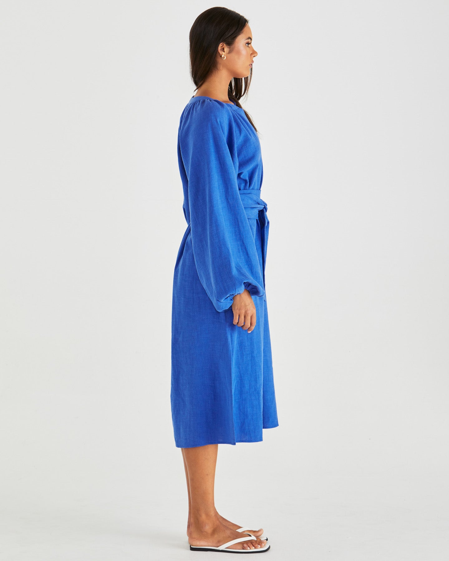 Sass Clothing Jana Obi Belt Dress (Bright Blue)