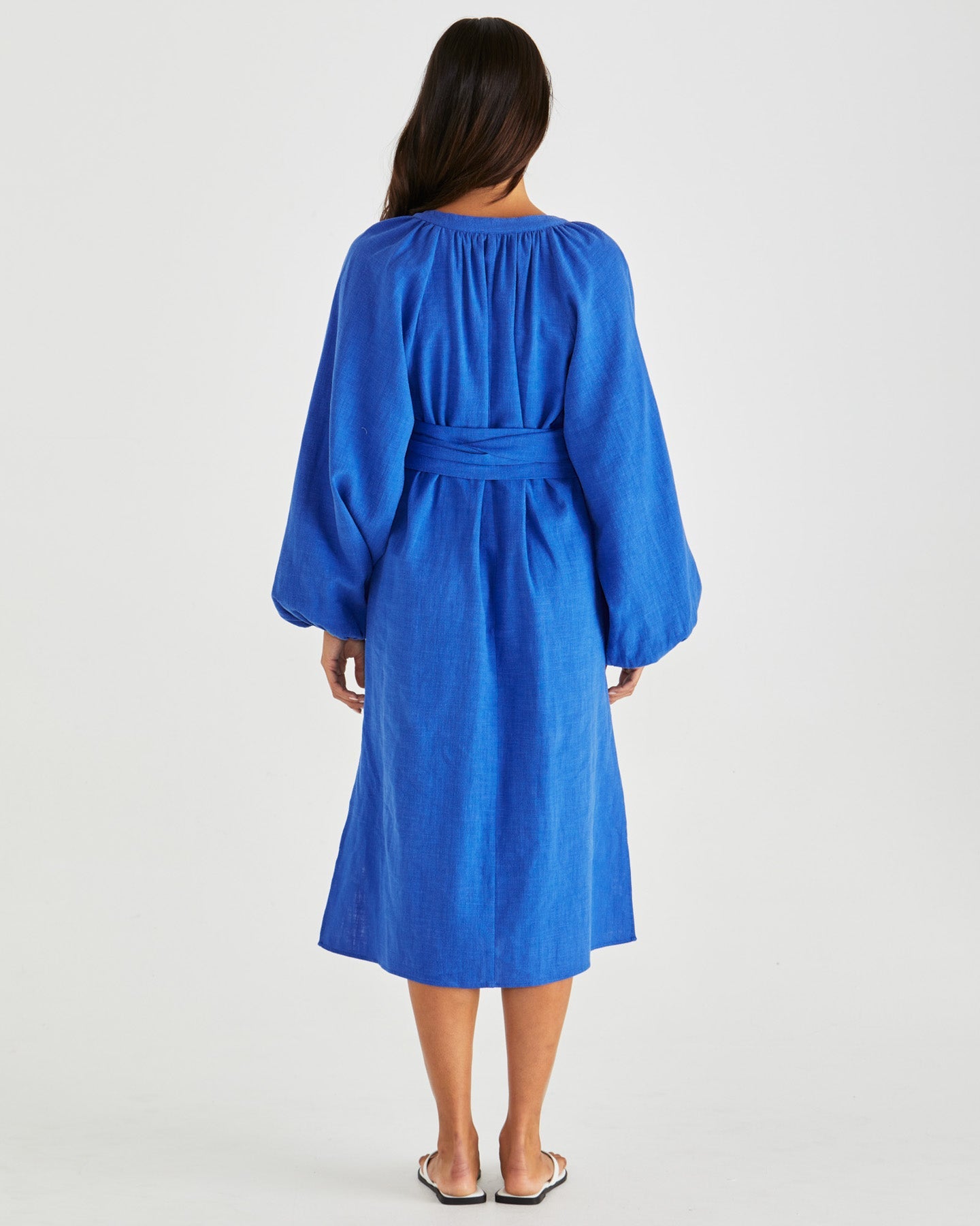Sass Clothing Jana Obi Belt Dress (Bright Blue)