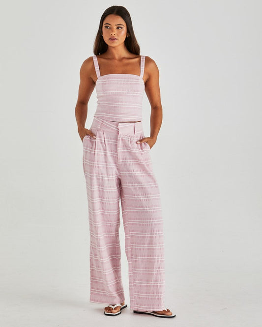 Sass Clothing Lea Crop Top (Pink Stripe)