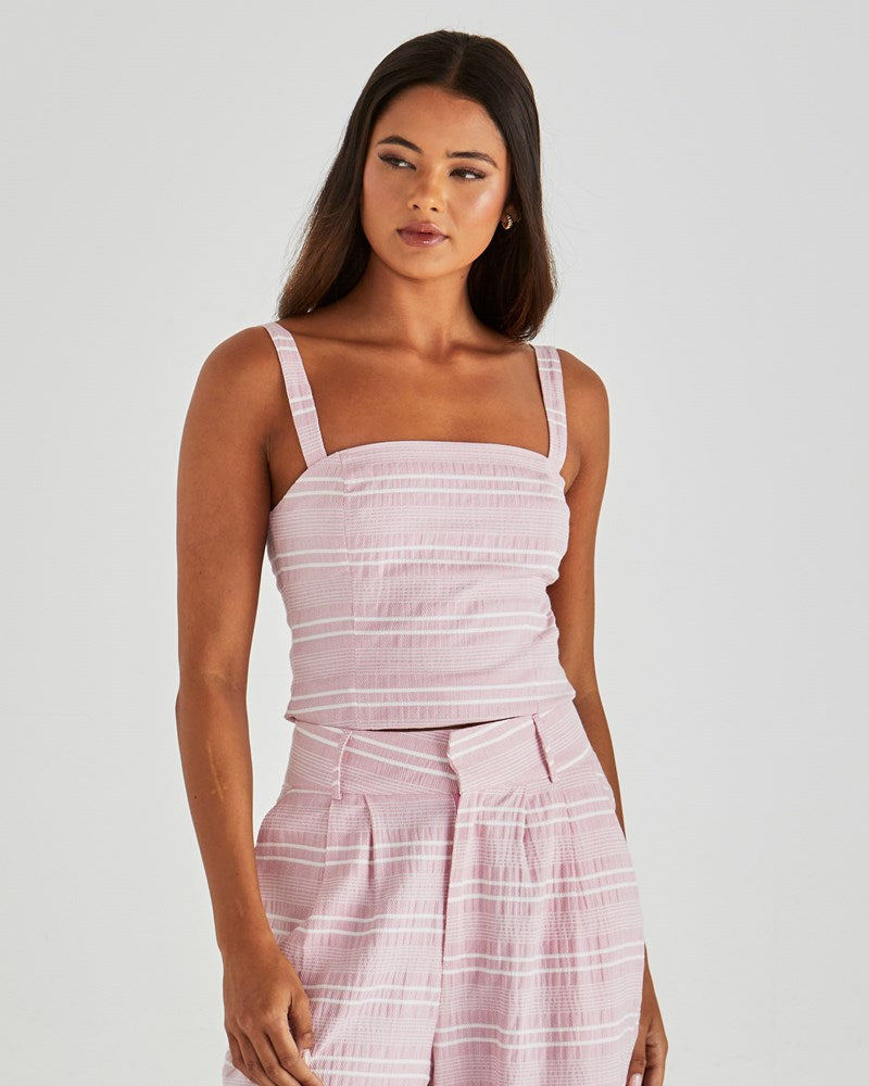 Sass Clothing Lea Crop Top (Pink Stripe)