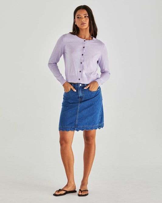 Sass Clothing Vale Scalloped Denim Skirt (Mid Blue Wash)
