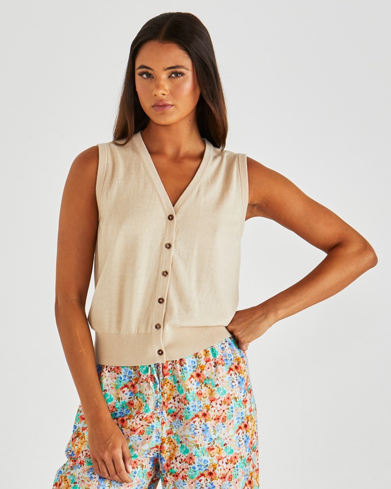 Sass Clothing Leo Knit Vest (Oatmeal)