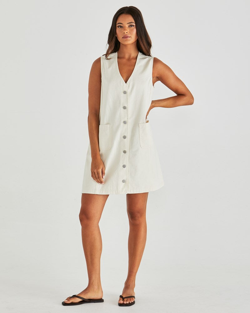 Sass Clothing Sabine Denim Vest Dress (Parchment Wash)