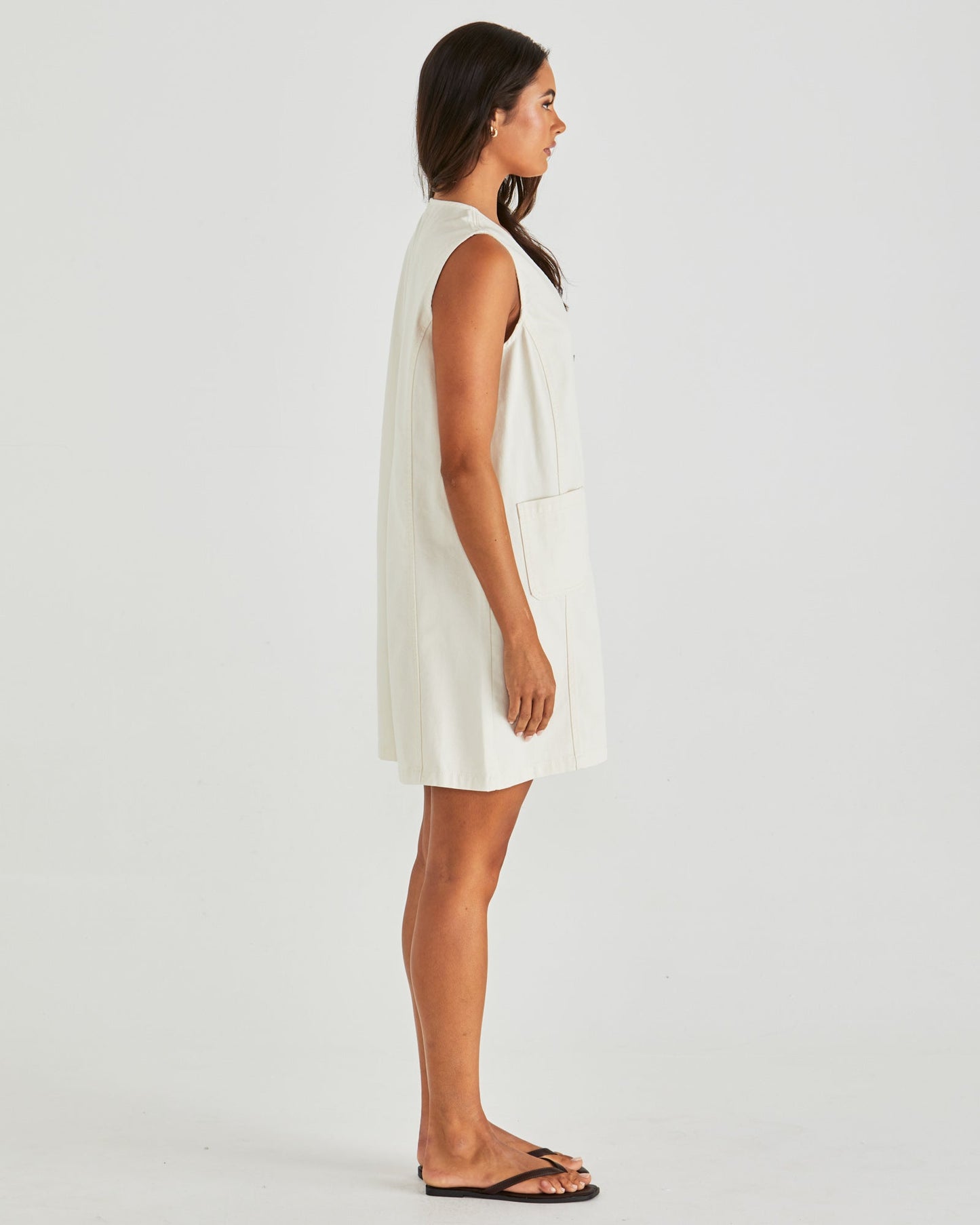 Sass Clothing Sabine Denim Vest Dress (Parchment Wash)