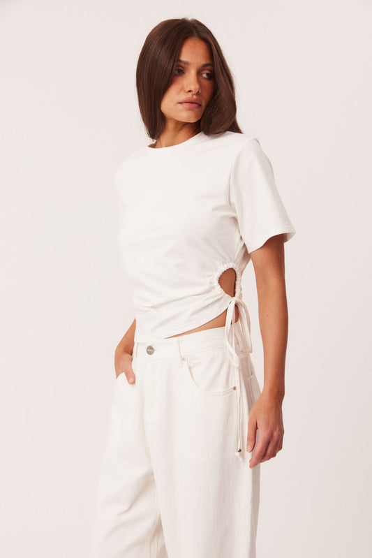 Image of a model wearing Tops. Productname: SNDYS LOLA TOP in White colour by brand - SNDYS