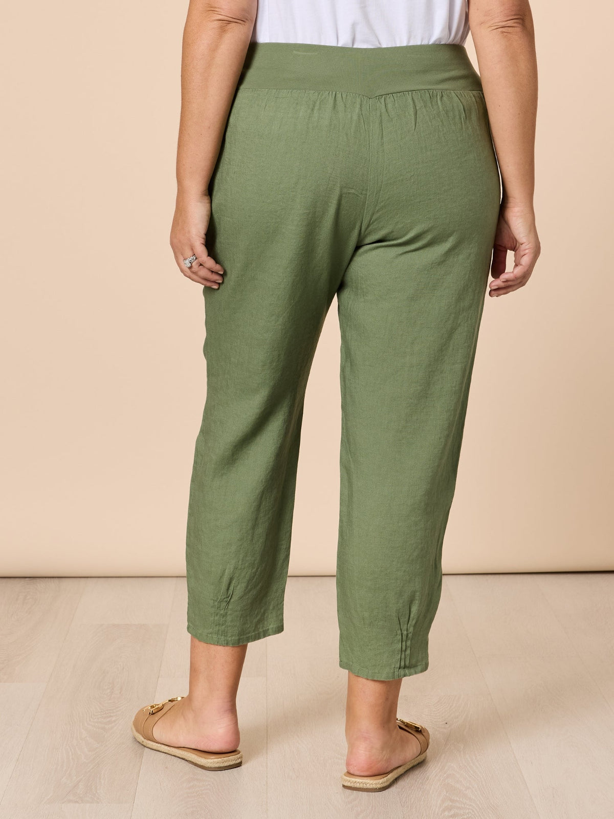 Gordon Smith Sarah Linen Pleat Hem Pant (Khaki)