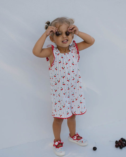 Image of Bodysuits. Productname: Walnut Melbourne Meadow Overalls in Cherry colour by brand - Walnut Melbourne