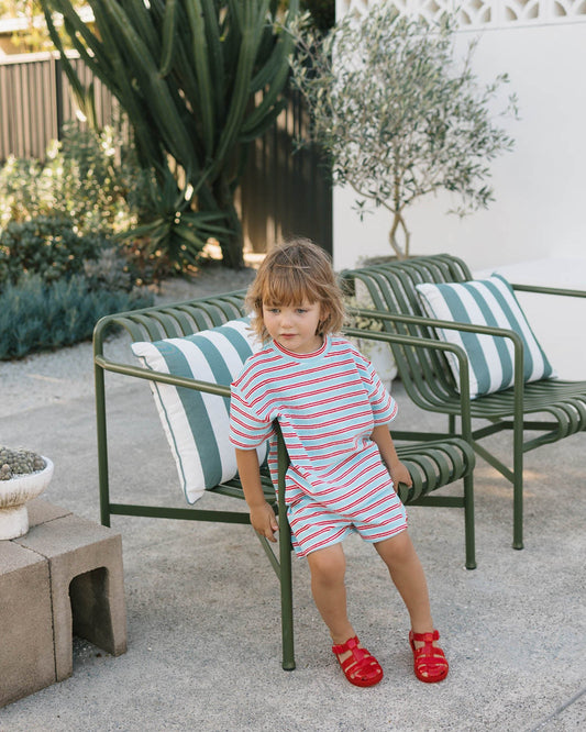 Image of T-Shirts. Productname: Walnut Melbourne Felix Tee in Terry Stripe Red colour by brand - Walnut Melbourne