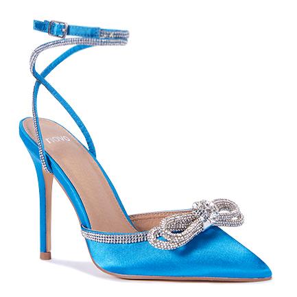 Image of Heels. Product name - Zoobibi Women's Evening Shoes BLUE SATIN Novo Evening in Blue Satin colour by brand - NOVO
