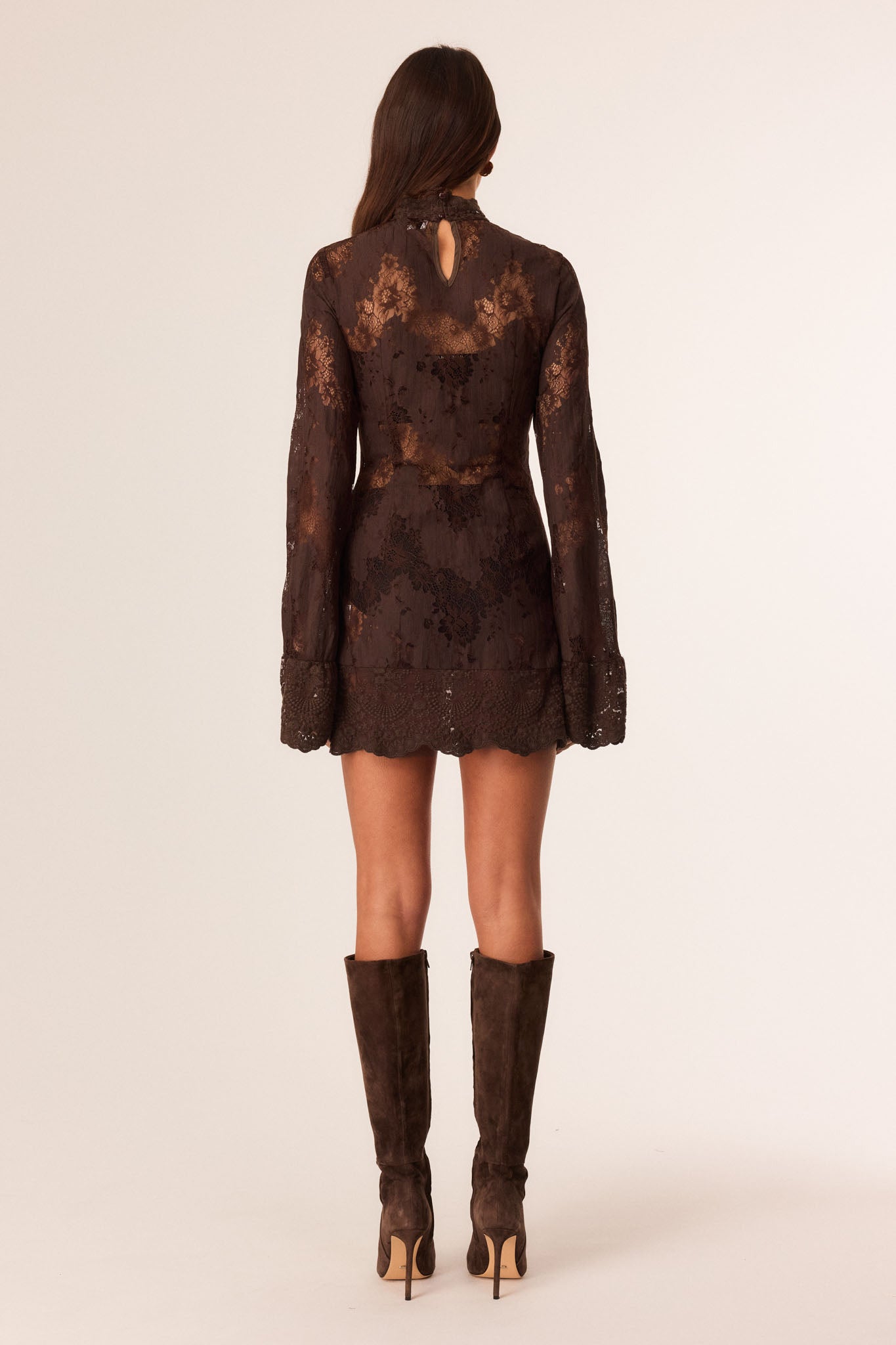 SNDYS ASTRA LACE MINI DRESS (Chocolate)