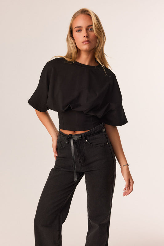 Image of T-Shirts. Productname: SNDYS BLANCA CORSET TEE in Black colour by brand - SNDYS