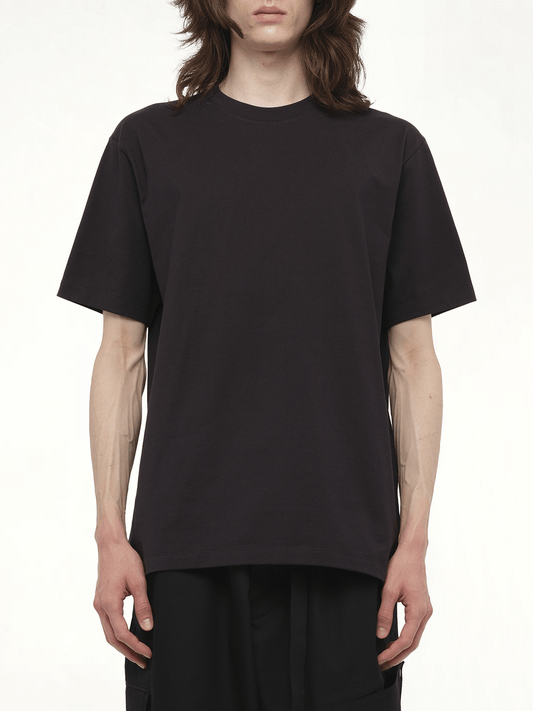 Image of a model wearing Shorts. Productname: Y-3 Graphic Short Sleeve T-Shirt in Black colour by brand - Y-3
