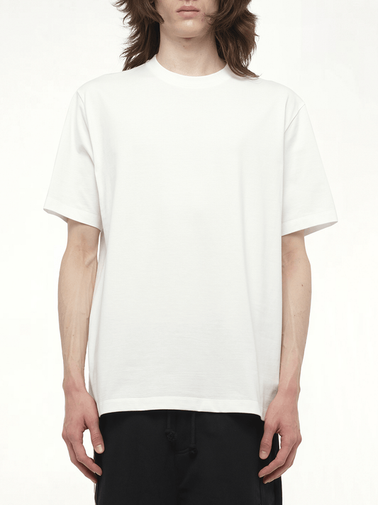 Image of a model wearing Shorts. Productname: Y-3 Short Sleeve T-Shirt in White colour by brand - Y-3