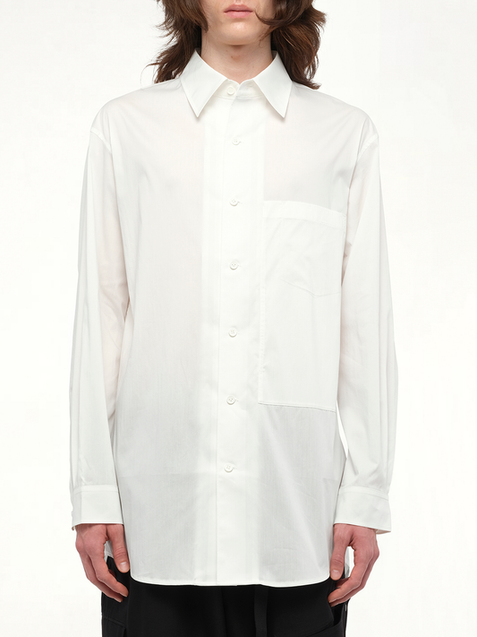 Image of a model wearing Tops. Productname: Y-3 Sporty Cotton Shirt in White colour by brand - Y-3