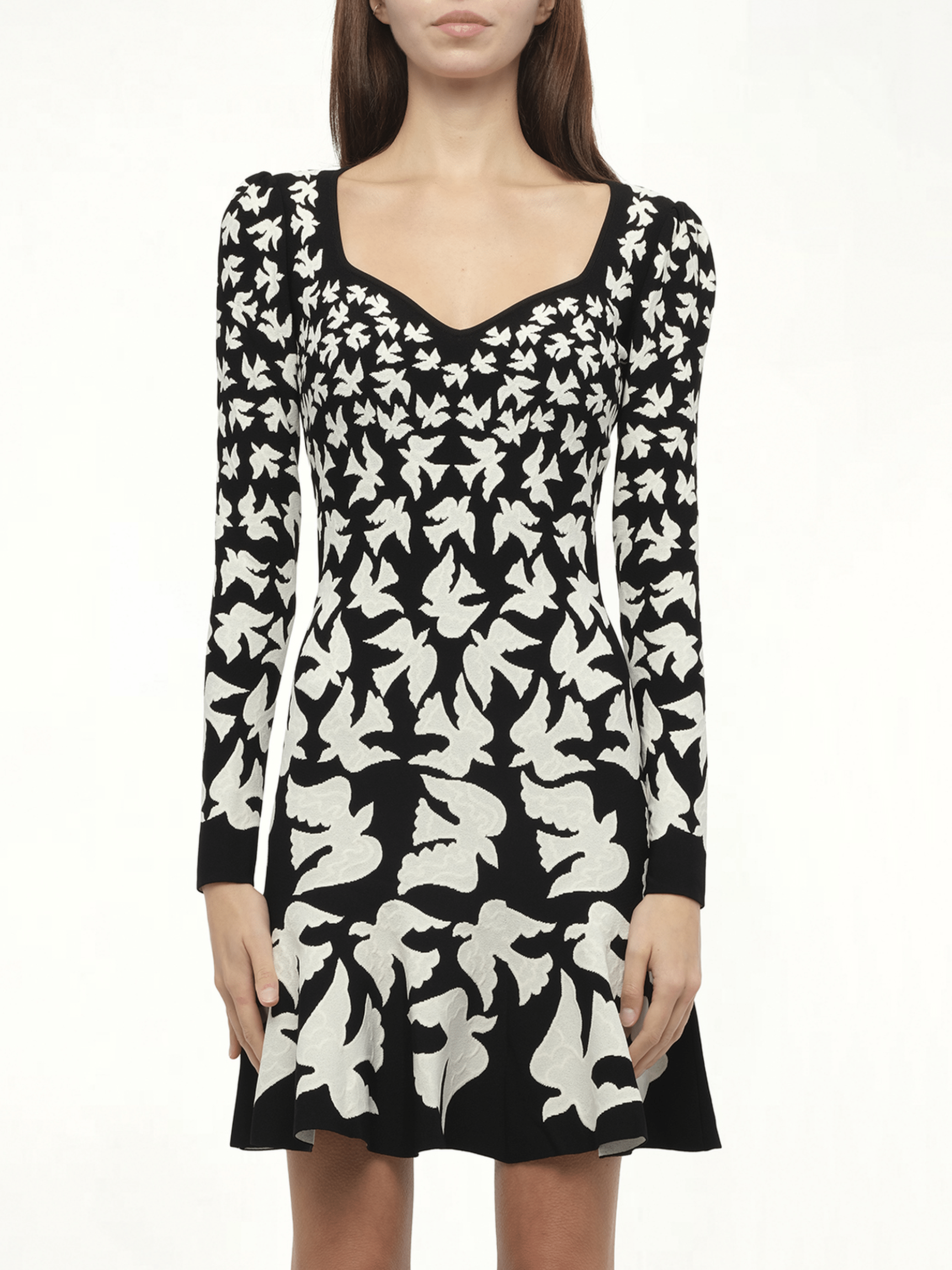 Image of Dresses. Productname: ALEXANDER MCQUEEN Knit Dress Birds in BLACK colour by brand - ALEXANDER MCQUEEN