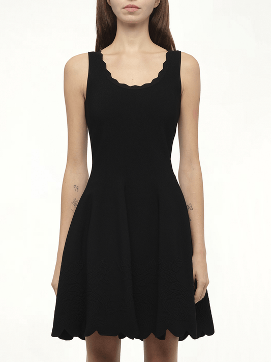 Image of Dresses. Productname: Emb Rose Mini Dress in Black colour by brand - ALEXANDER MCQUEEN