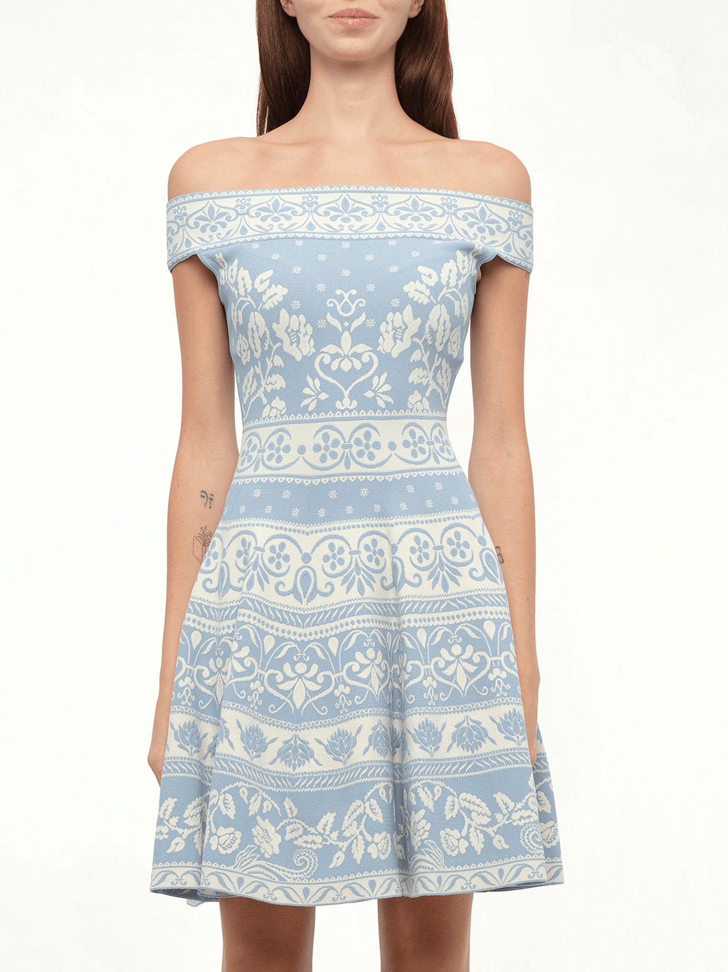 Image of Dresses. Productname: Floral Jacq Dress in Blue colour by brand - ALEXANDER MCQUEEN