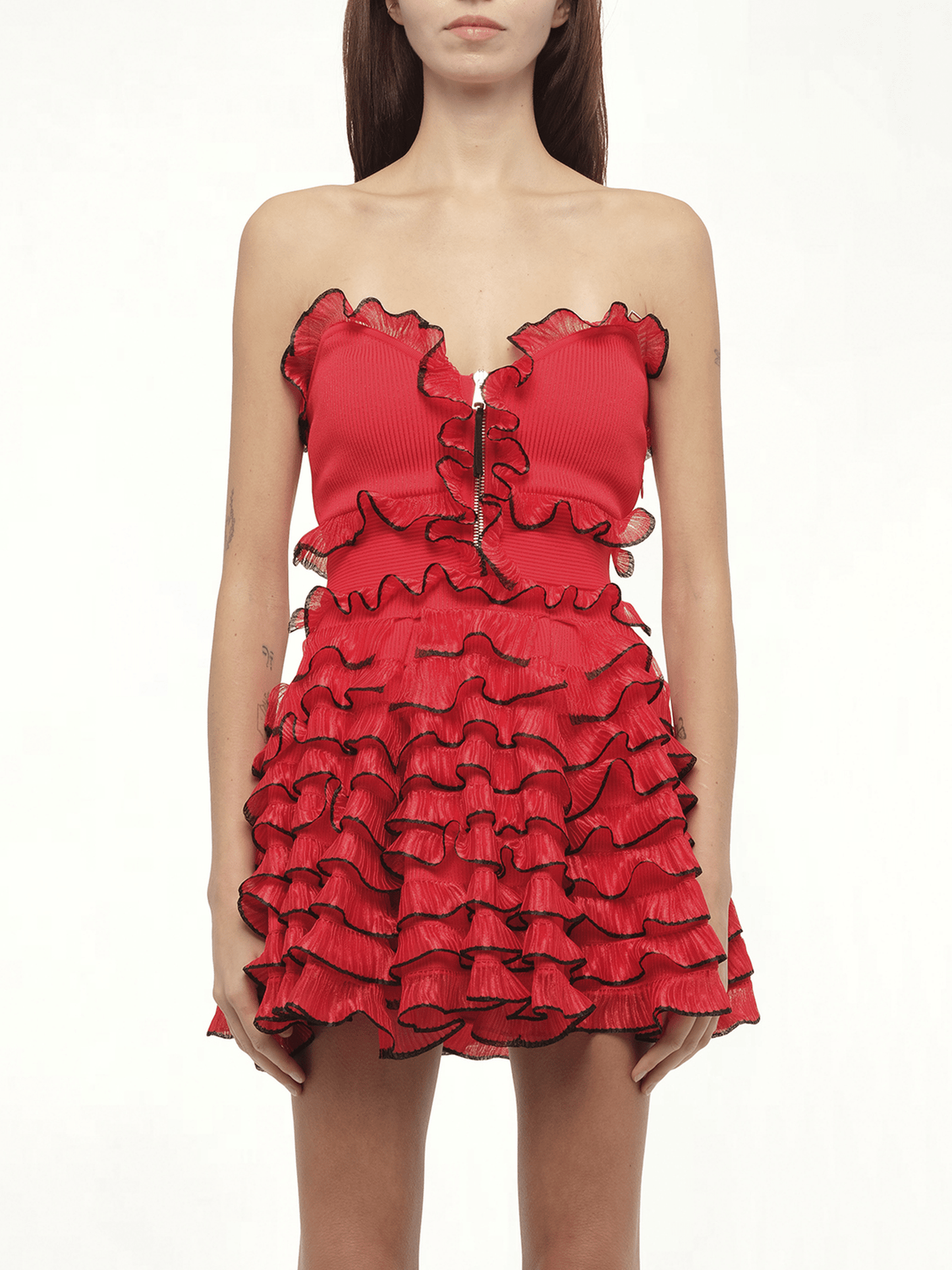 Image of Dresses. Productname: Off Shld Str Mini Dress in Red colour by brand - ALEXANDER MCQUEEN