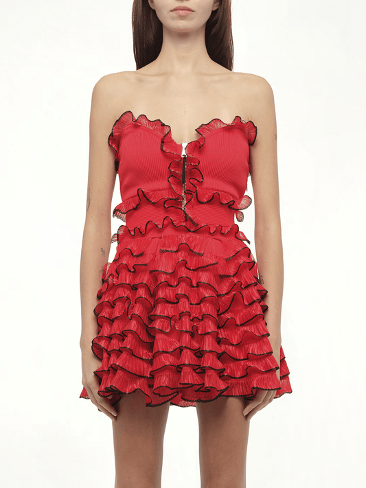 Image of Dresses. Productname: Off Shld Str Mini Dress in Red colour by brand - ALEXANDER MCQUEEN