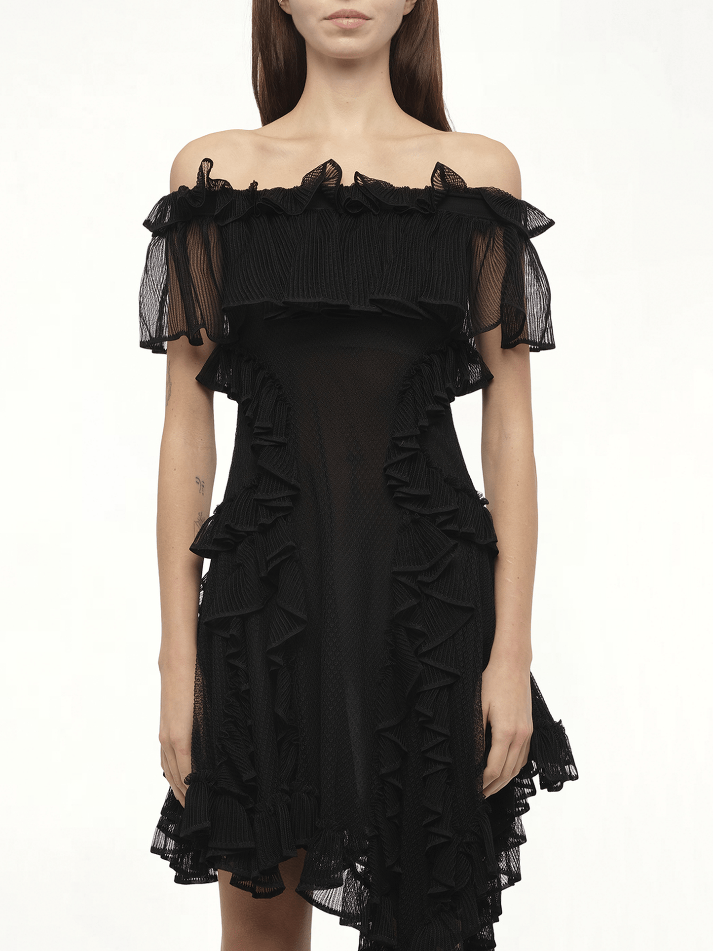 Image of Dresses. Productname: Off Shoulder Dress in Black colour by brand - ALEXANDER MCQUEEN