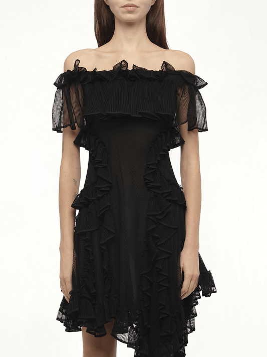 Image of Dresses. Productname: Off Shoulder Dress in Black colour by brand - ALEXANDER MCQUEEN