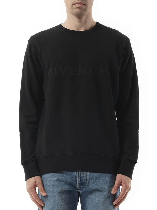 Image of a model wearing Outerwear. Productname: GIVENCHY 4G Archetype Spray Sweatshirt in BLACK colour by brand - GIVENCHY