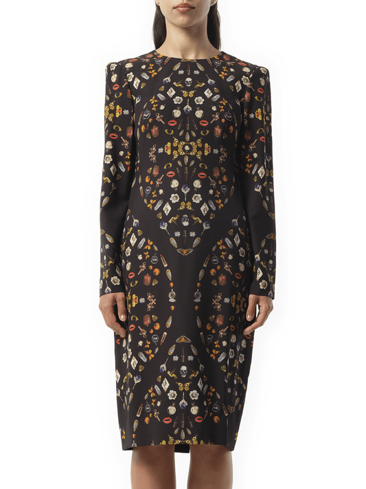 Image of Dresses. Productname: ALEXANDER MCQUEEN Obsession Print Dress in BLACK colour by brand - ALEXANDER MCQUEEN