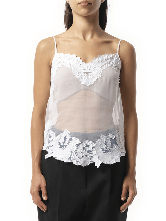 Image of a model wearing Tops. Product name - Givenchy Sleeveless Top in White colour by brand - GIVENCHY