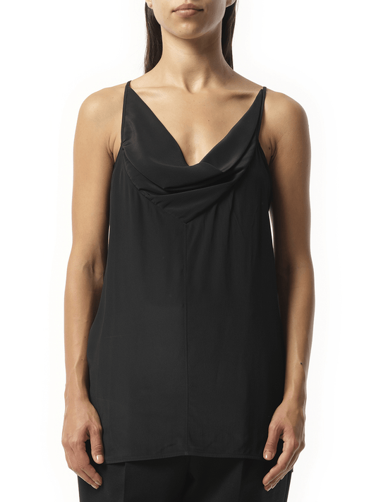 Image of a model wearing Tops. Productname: RICK OWENS Naska Top in BLACK colour by brand - RICK OWENS