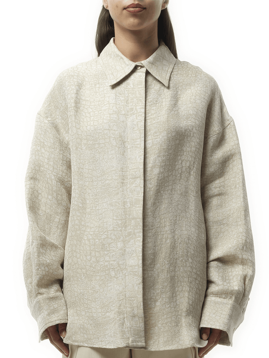 Image of Blouses. Productname: JACQUEMUS La Chemise Pasadena in Croco Beige colour by brand - JACQUEMUS