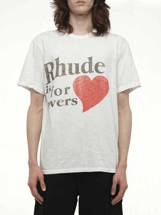 Image of T-Shirts. Productname: Rhude Lovers Slub Tee in White colour by brand - RHUDE