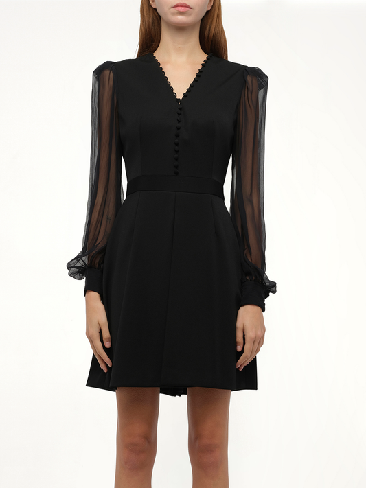 Image of a model wearing Dress. Productname: ALEXANDER MCQUEEN Amq - Dress in 1000 colour by brand - ALEXANDER MCQUEEN