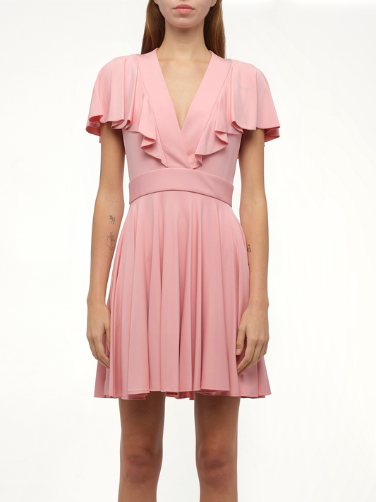 Image of a model wearing Dress. Productname: ALEXANDER MCQUEEN Amq - Dress in Pink colour by brand - ALEXANDER MCQUEEN