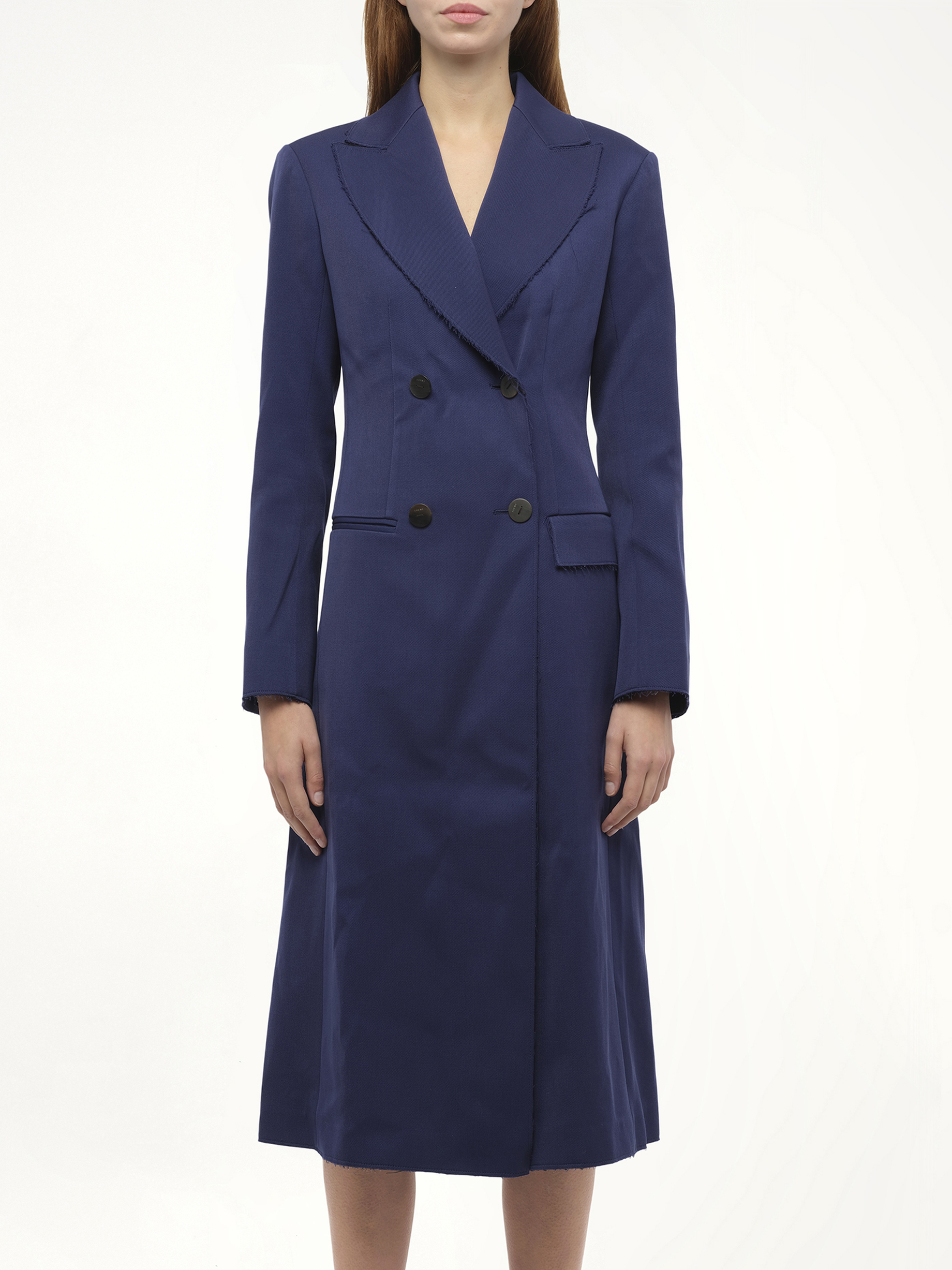 Image of a model wearing Outerwear. Productname: LOEWE Db Coat in Navy colour by brand - LOEWE