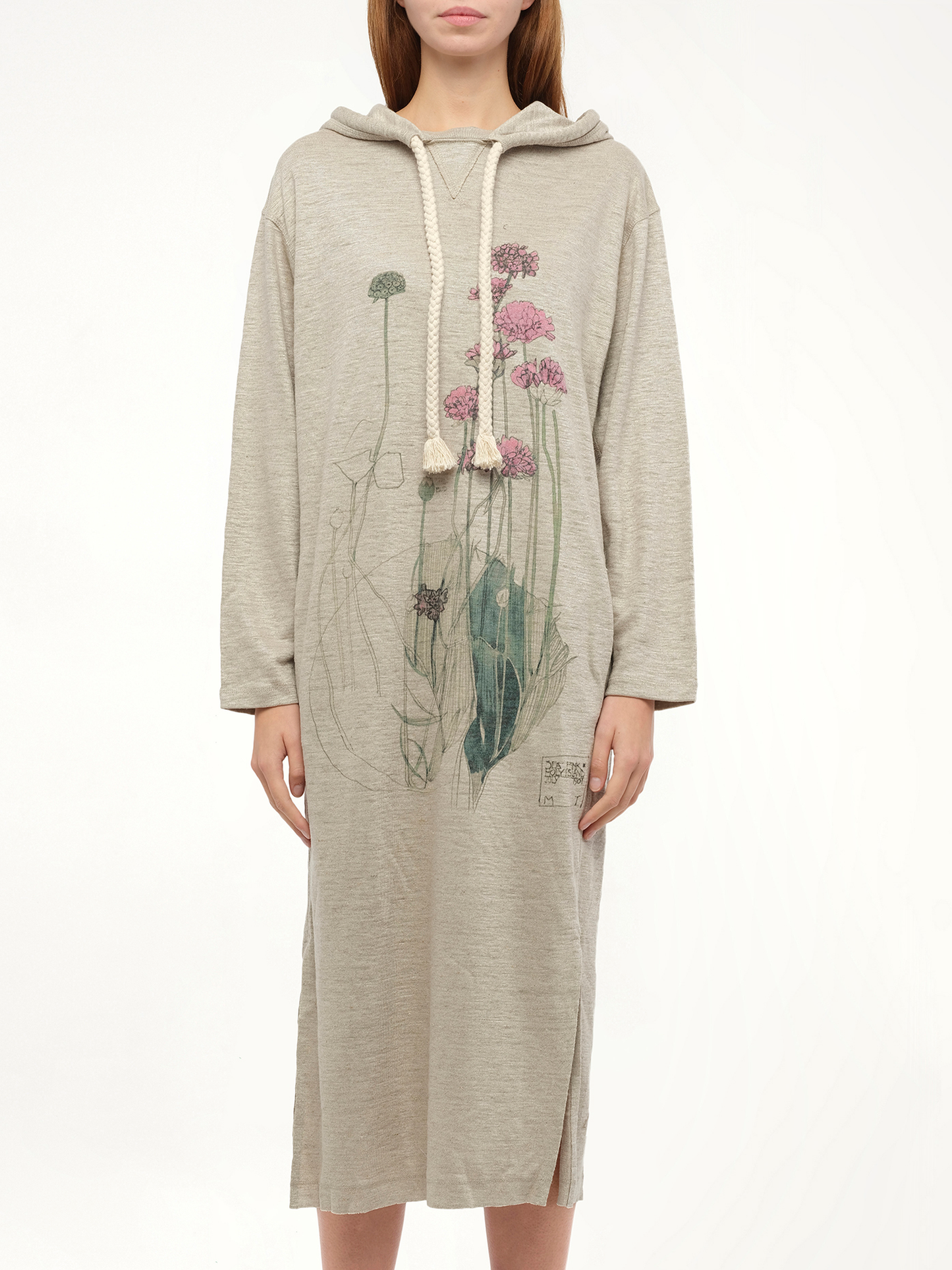 Image of a model wearing Dress. Productname: LOEWE Hoodie Botanical Dress in Beige colour by brand - LOEWE