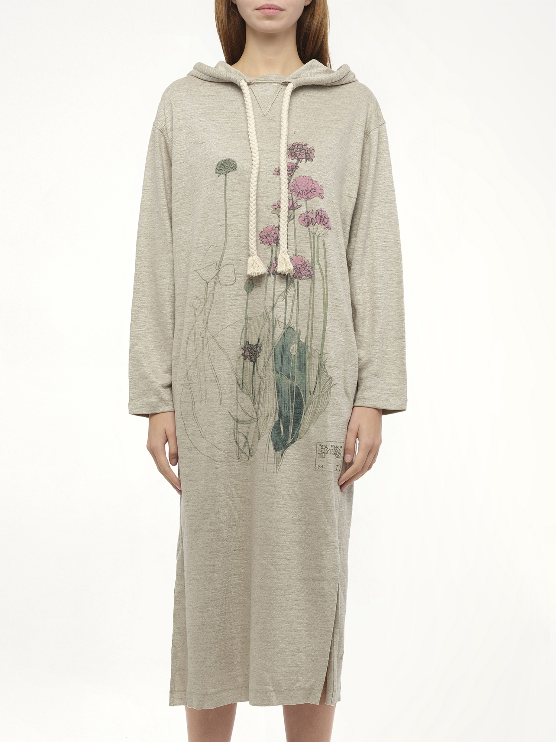 Image of a model wearing Dress. Productname: LOEWE Hoodie Botanical Dress in Beige colour by brand - LOEWE