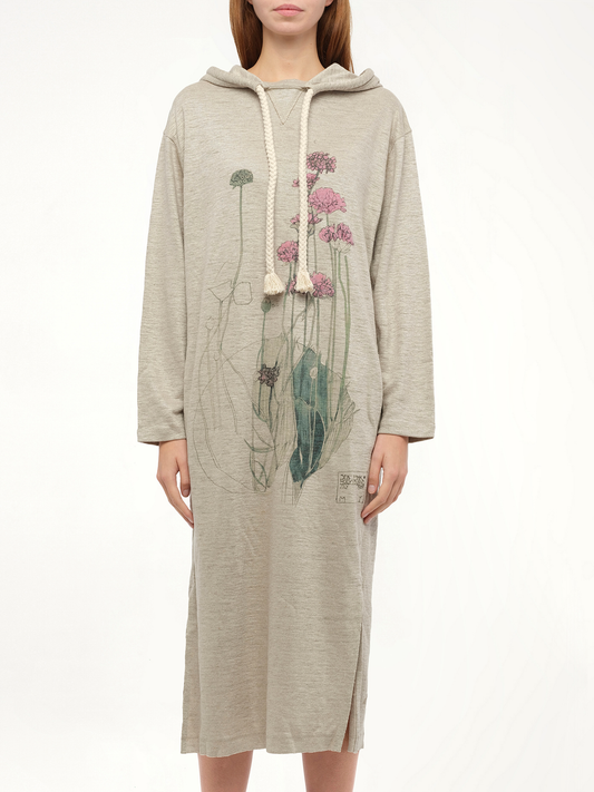 Image of a model wearing Dress. Productname: LOEWE Hoodie Botanical Dress in Beige colour by brand - LOEWE