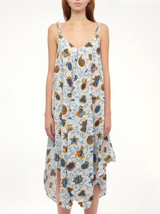 Image of a model wearing Dress. Productname: LOEWE Loewe x Paula Prt Strappy Dress in White colour by brand - LOEWE