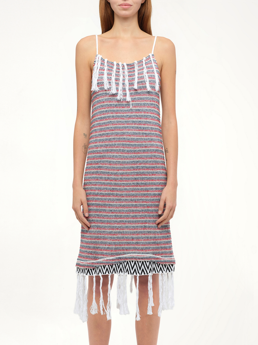 Image of a model wearing Dress. Productname: LOEWE Loewe x Paula Strappy Dress in White colour by brand - LOEWE
