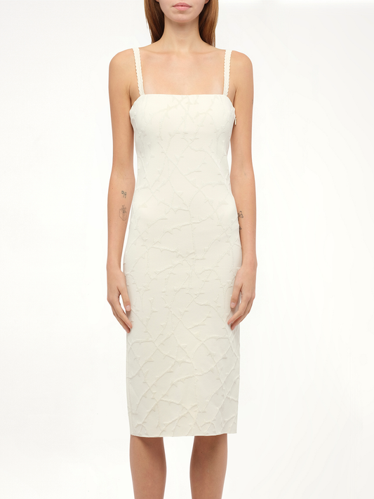 Image of a model wearing Dress. Productname: LOEWE Strappy Dress in White colour by brand - LOEWE