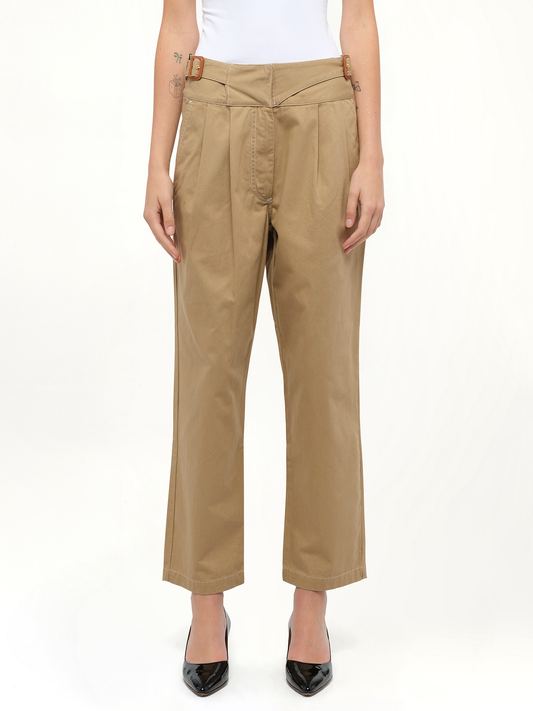Image of a model wearing Pants. Productname: LOEWE Chino Trousers in Beige colour by brand - LOEWE