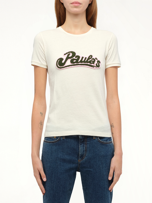 Image of a model wearing Tops. Productname: LOEWE Loewe x Paula T-Shirt in Calico colour by brand - LOEWE