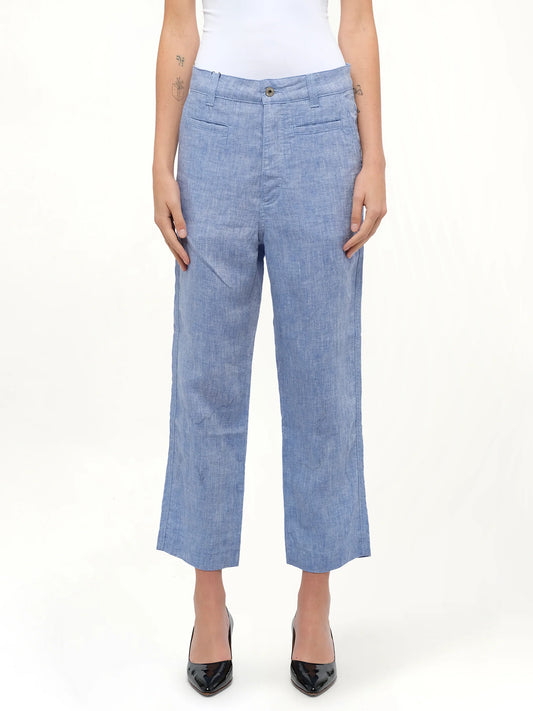 Image of a model wearing Pants. Product name - Loewe x Paula Fisherman Pants in Blue colour by brand - LOEWE