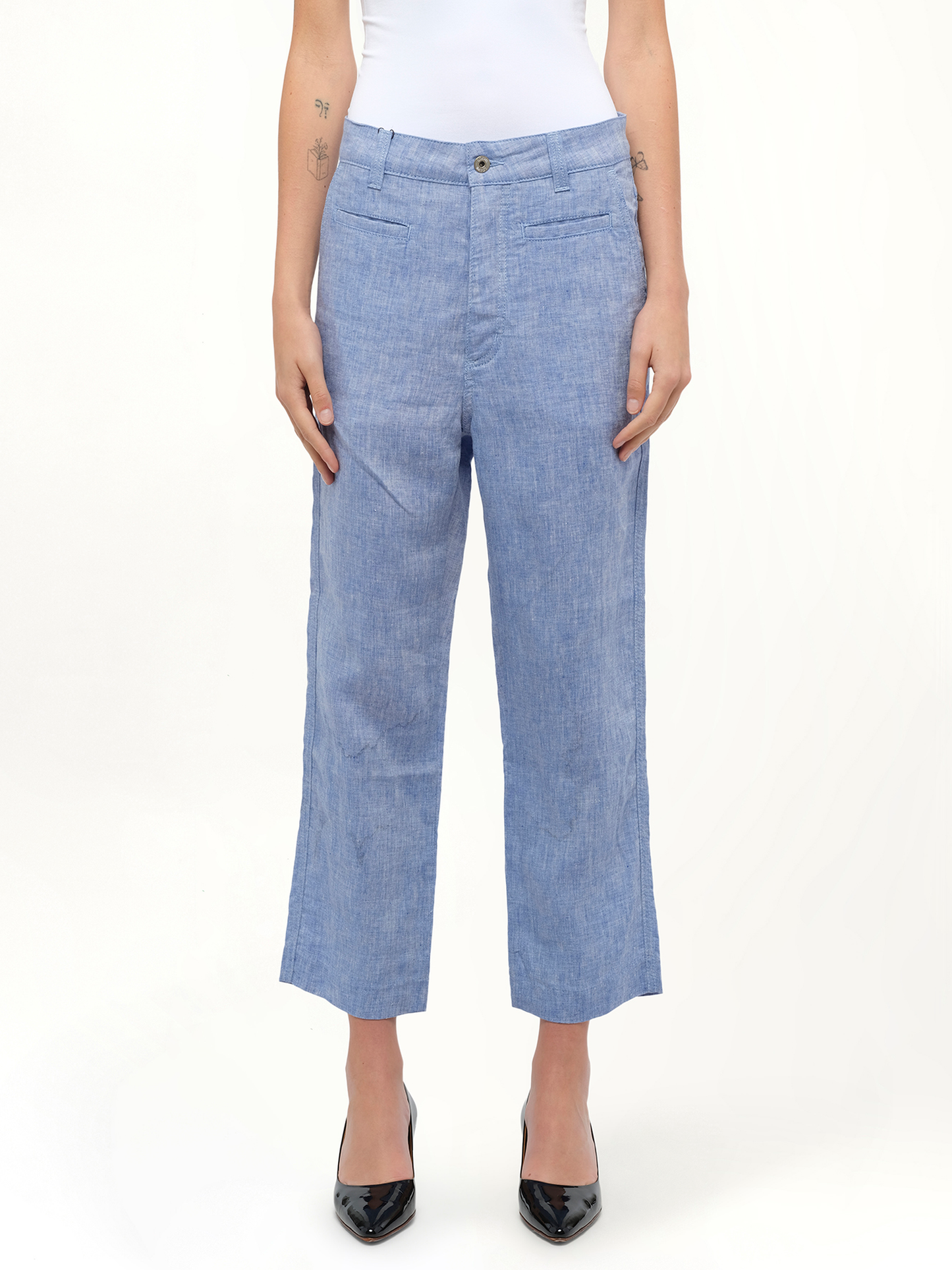Image of a model wearing Pants. Product name - Loewe x Paula Fisherman Pants in Blue colour by brand - LOEWE