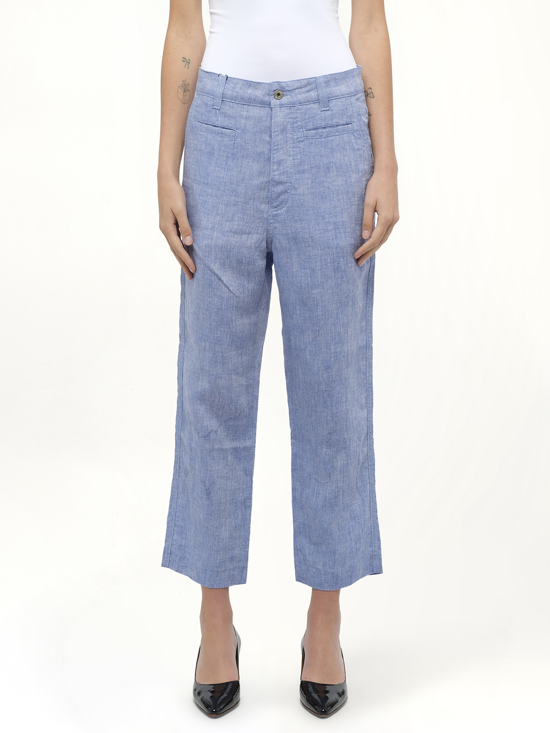 Image of a model wearing Pants. Product name - Loewe x Paula Fisherman Pants in Blue colour by brand - LOEWE