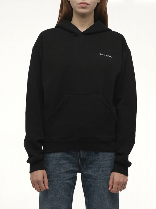 Image of a model wearing Outerwear. Product name - Disney x Coperni Maleficent Hoodie in Black colour by brand - COPERNI