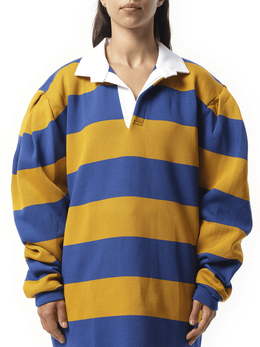 Image of a model wearing Outerwear. Product name - Marc Jacobs Long Sleeve Sweatshirt in Blue colour by brand - MARC JACOBS